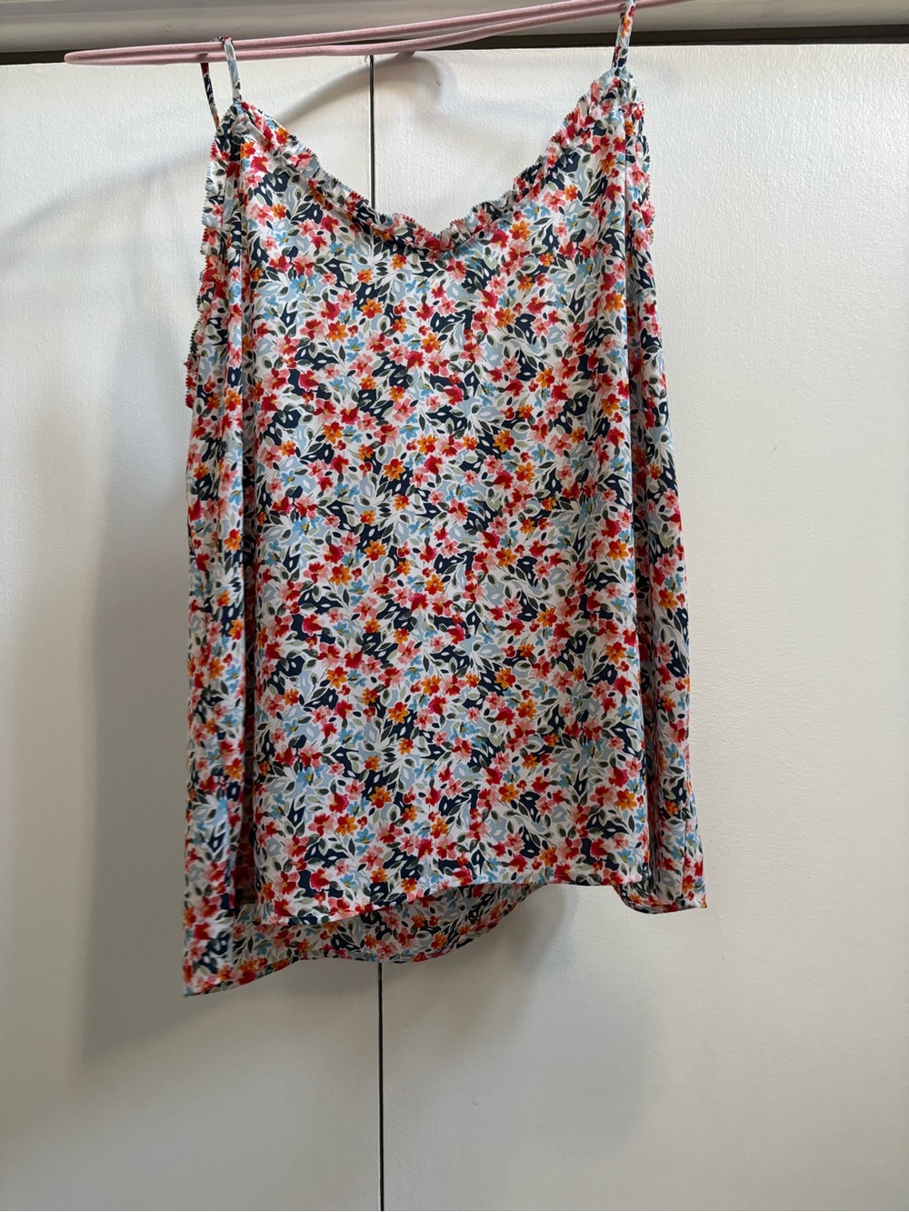 LOFT Floral A-Line Slip Skirt in White, Red, Navy